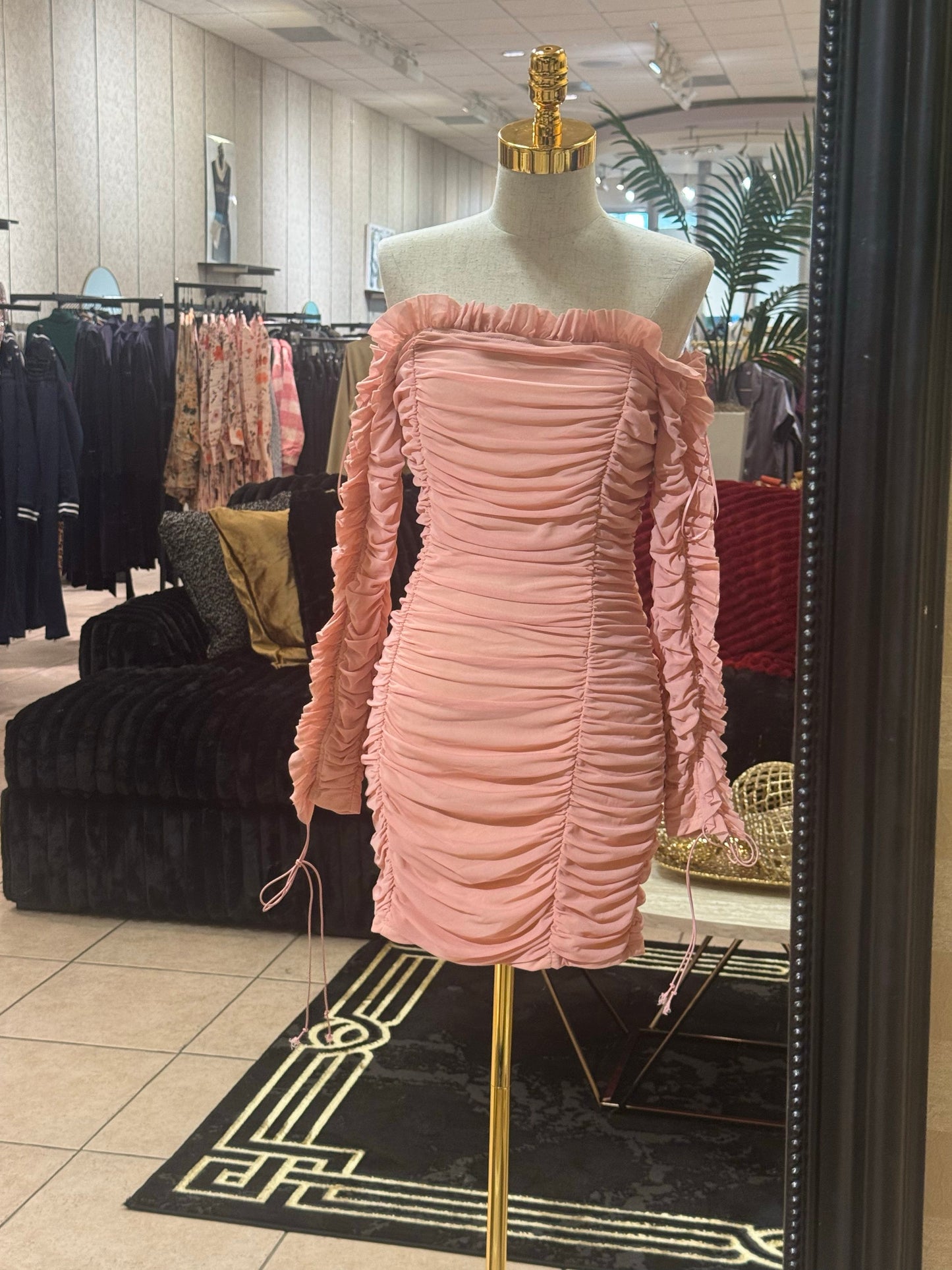 Pink Scrunch Mini Dress
