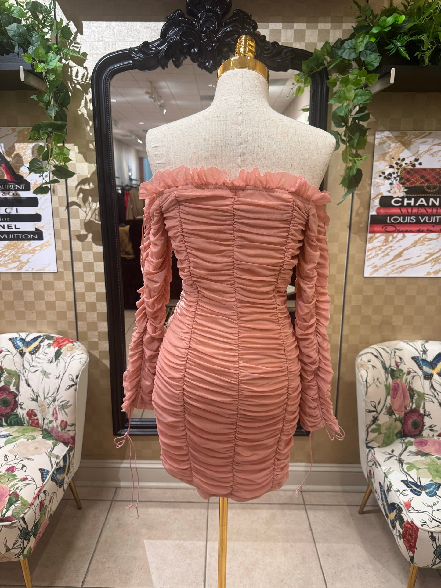 Pink Scrunch Mini Dress