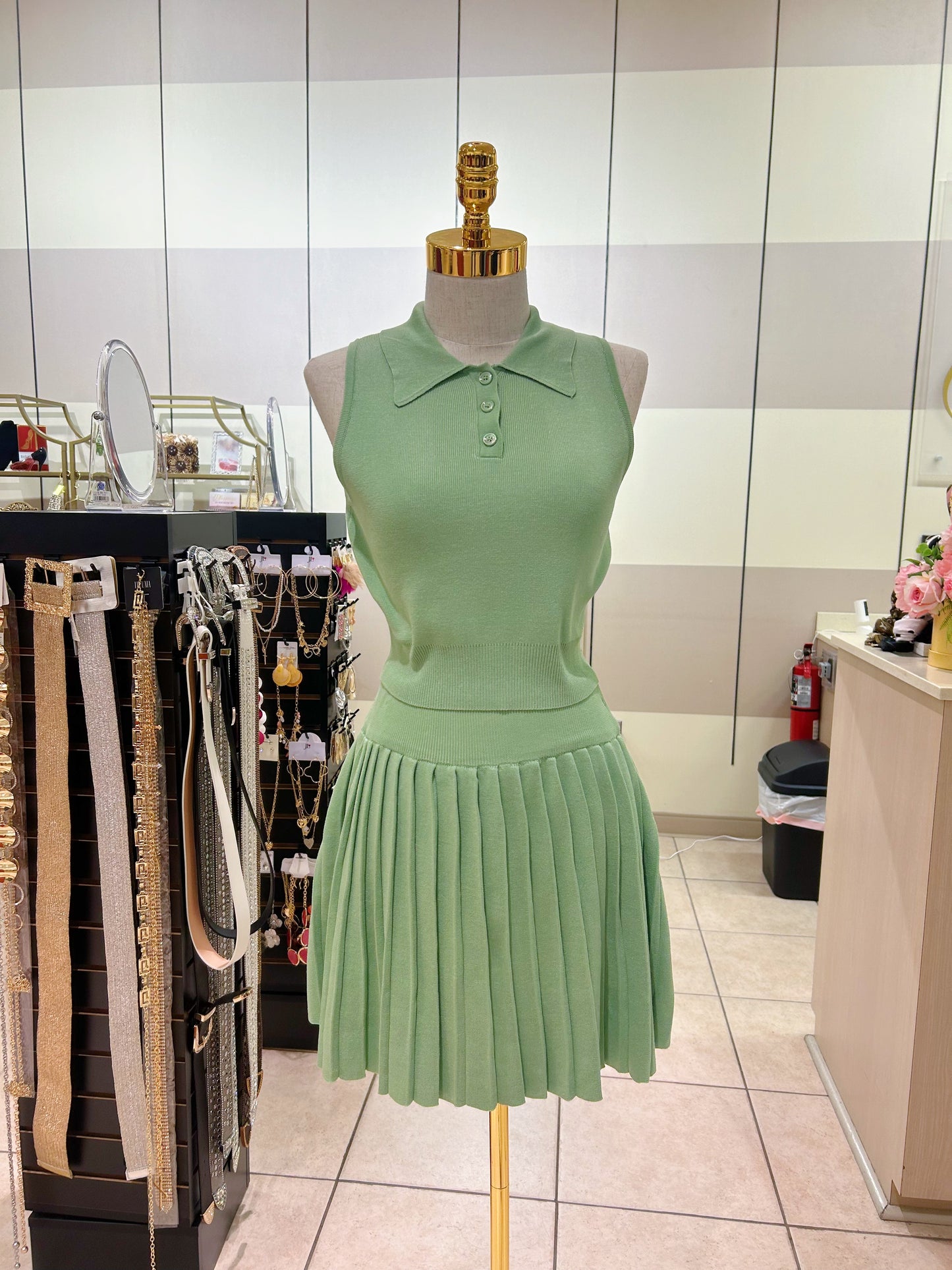 Sleeveless Tennis Skirt set