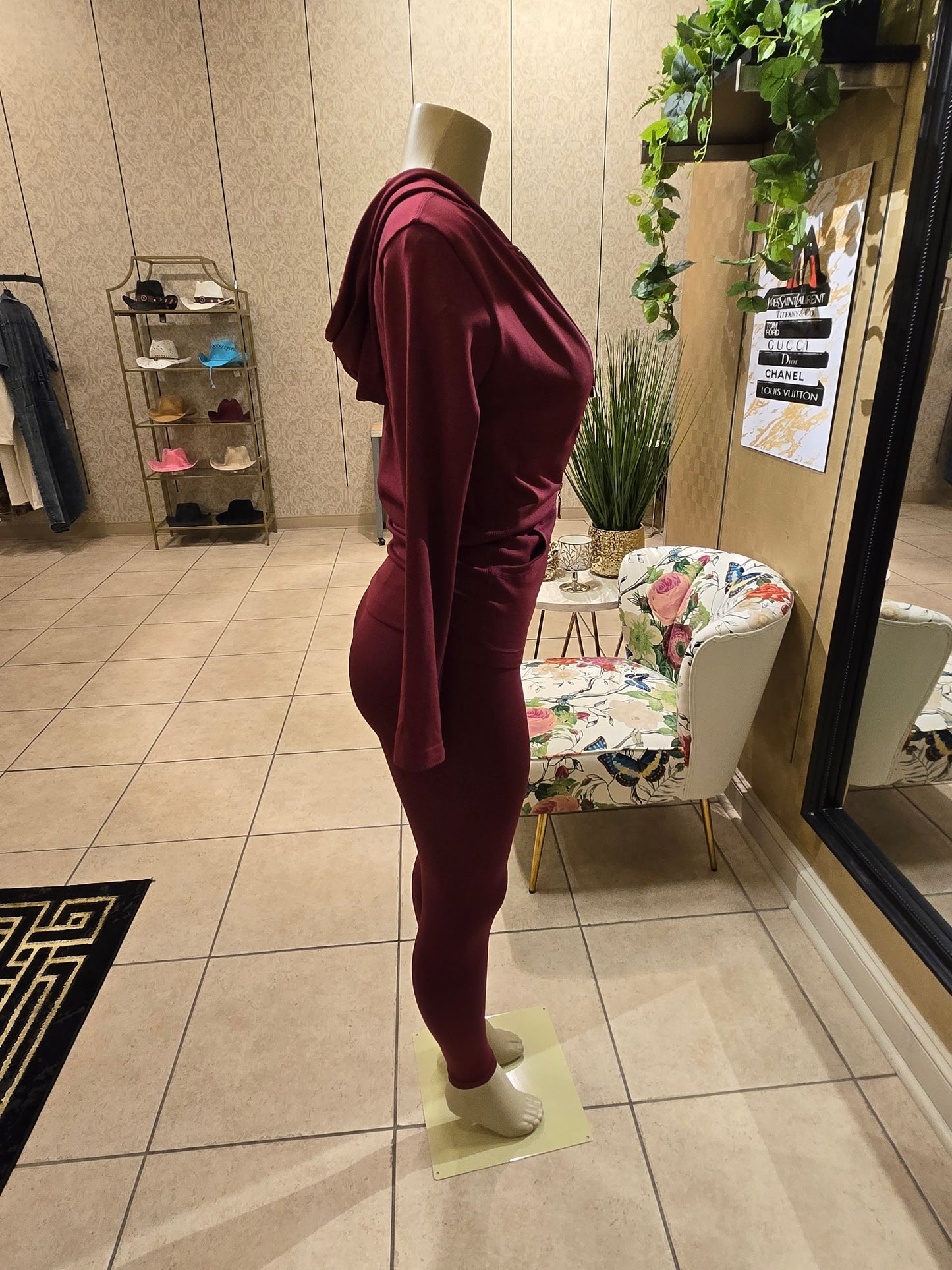 Chic Vibes - Burgundy Legging Set
