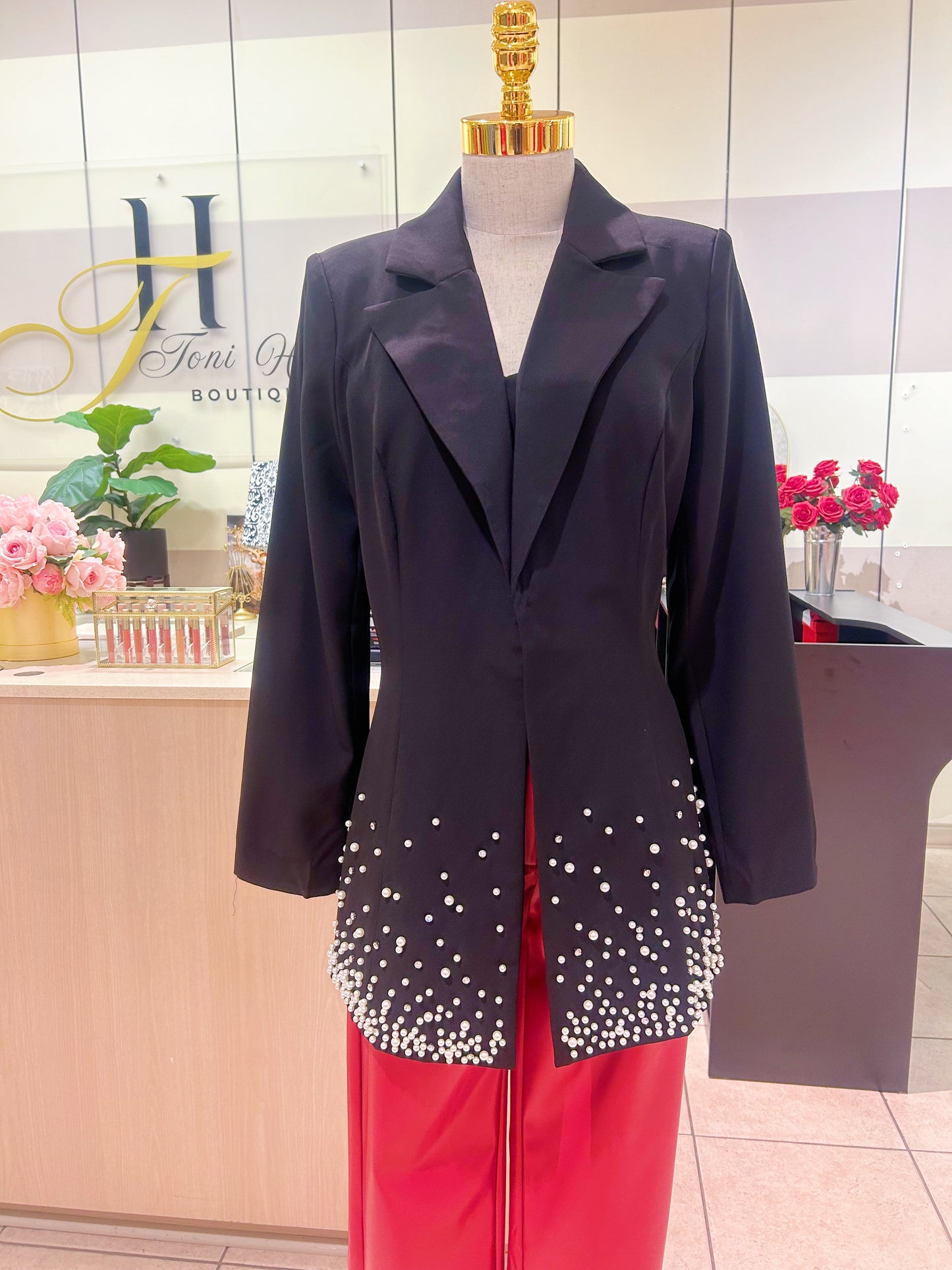 Pearl Blazer and Bustier Set