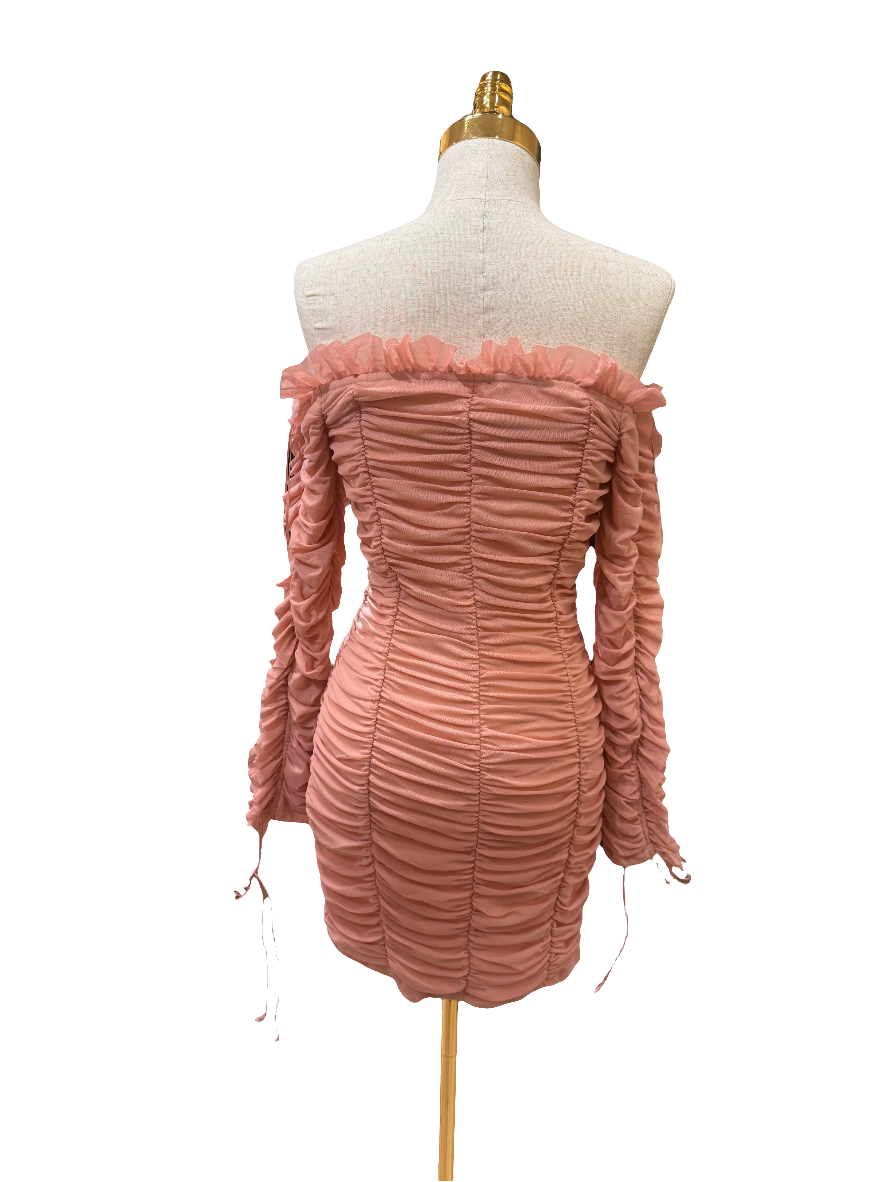 Pink Scrunch Mini Dress