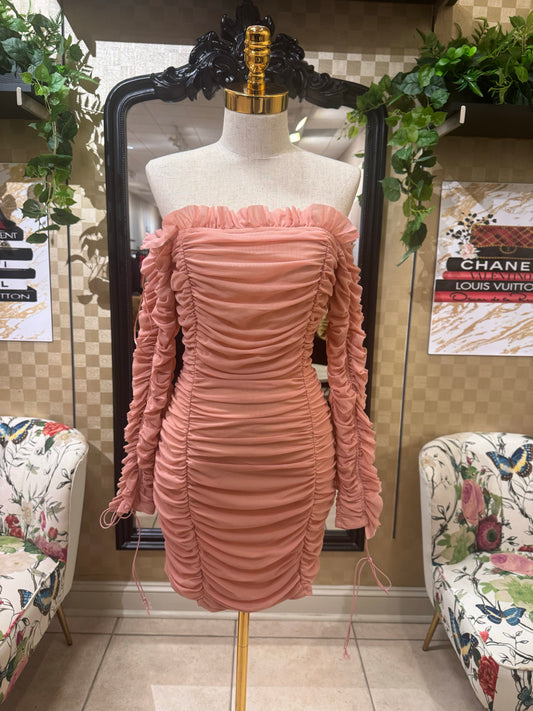 Pink Scrunch Mini Dress