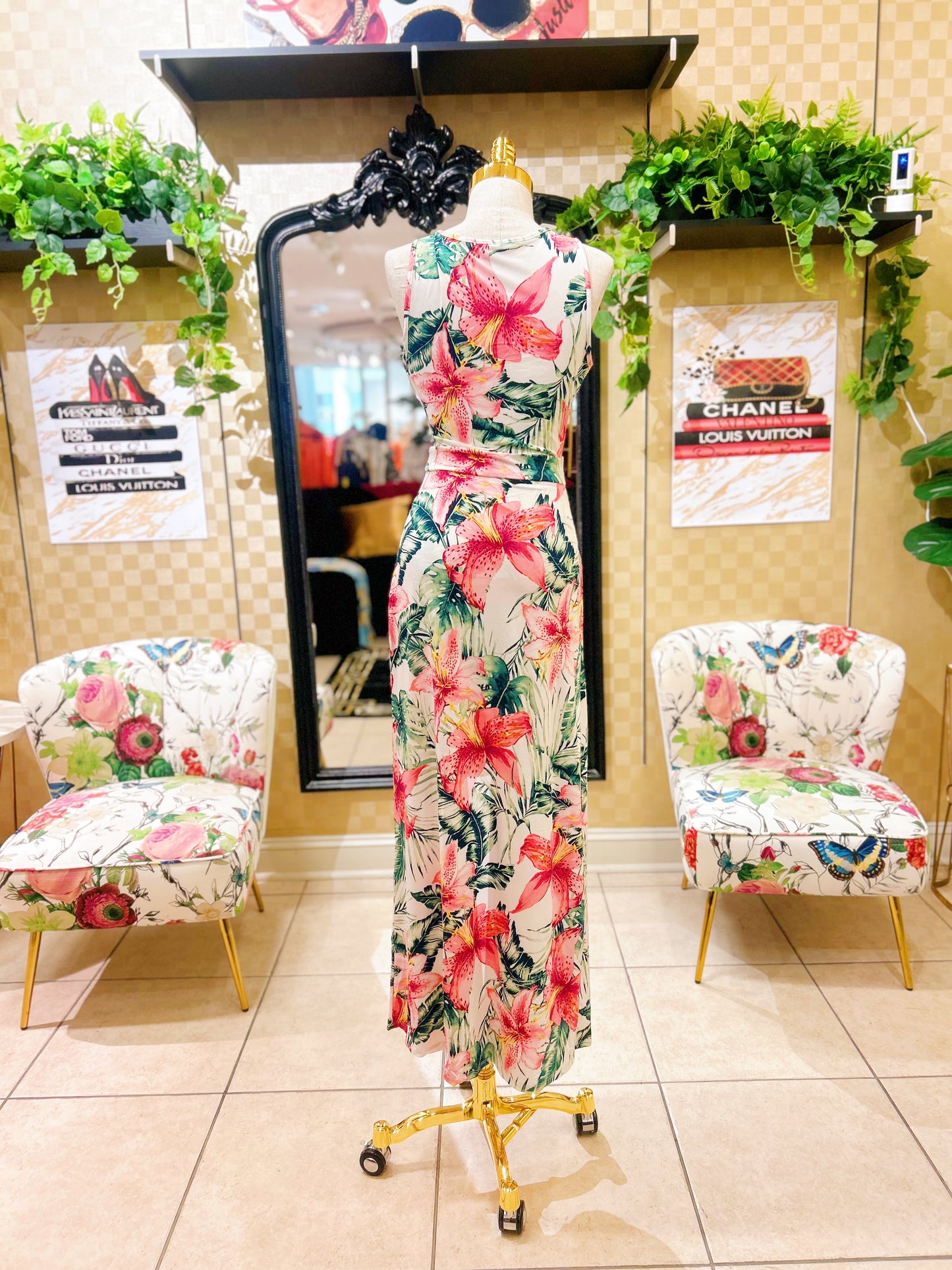 Double Slit Tropical Dress