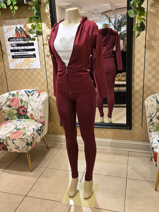 Chic Vibes - Burgundy Legging Set