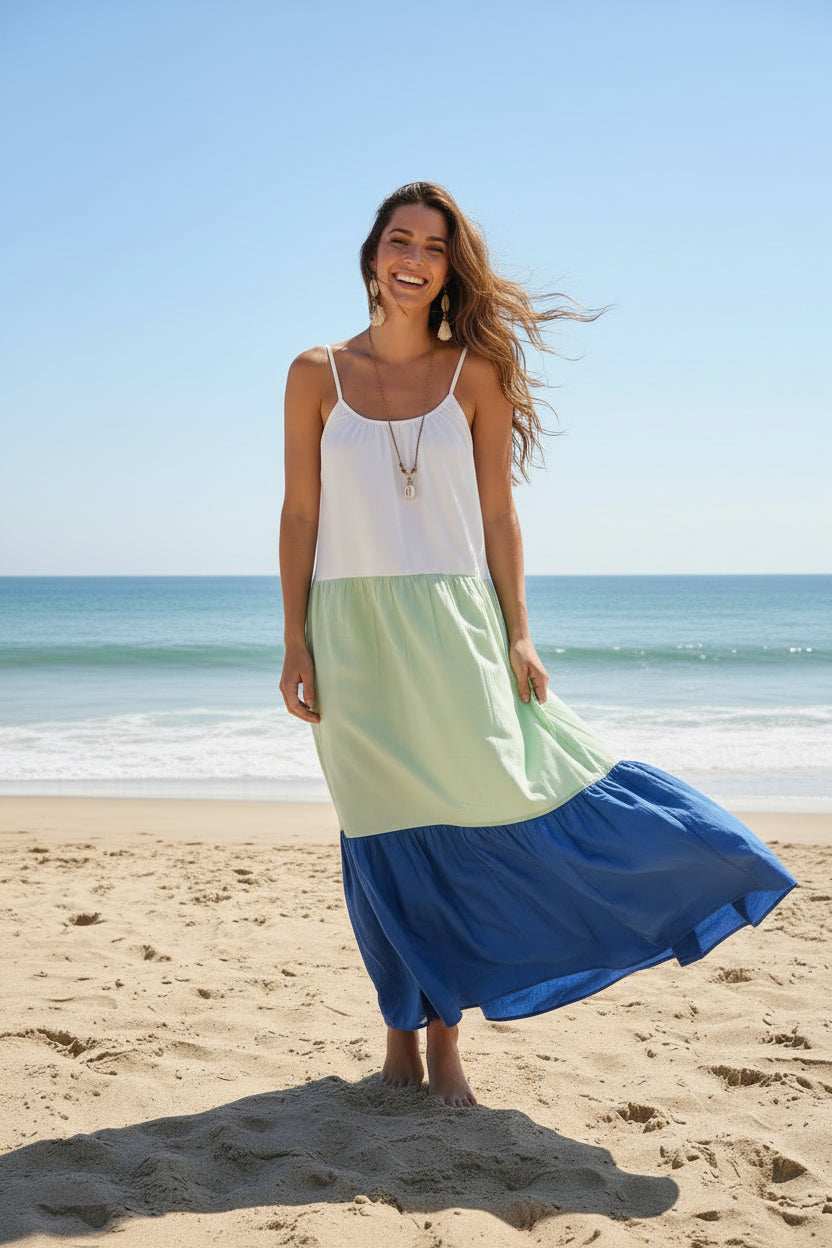 Azure Breeze Boho Maxi