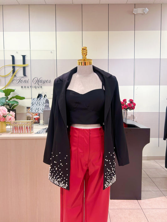 Pearl Blazer and Bustier Set