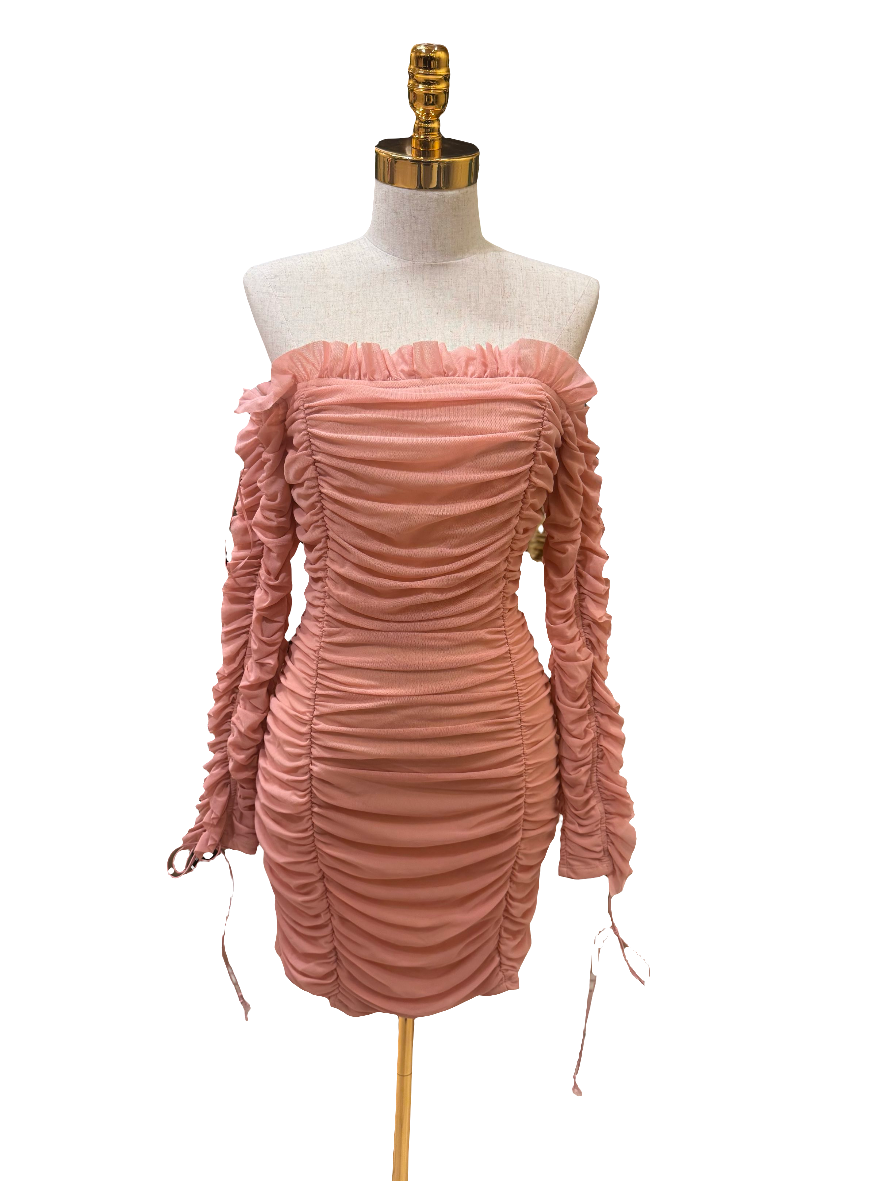 Pink Scrunch Mini Dress