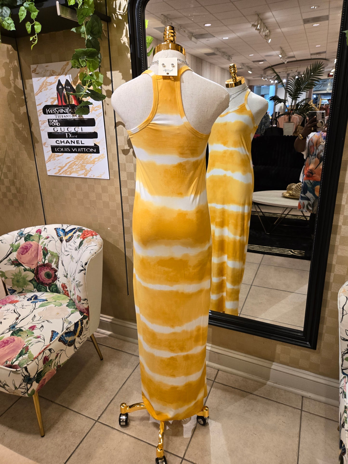 Summer Tie-Dye Yellow Dress