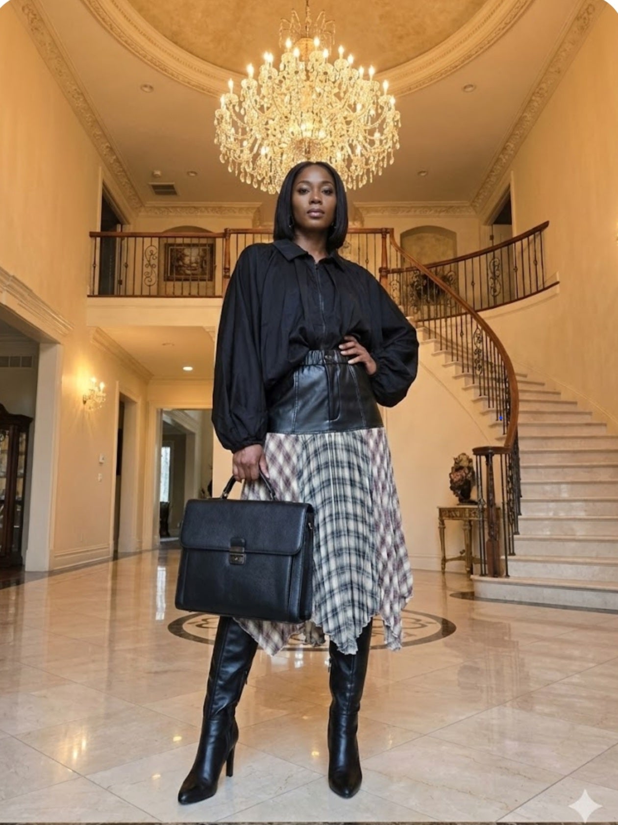 Plaid Accordian Pleated Skirt