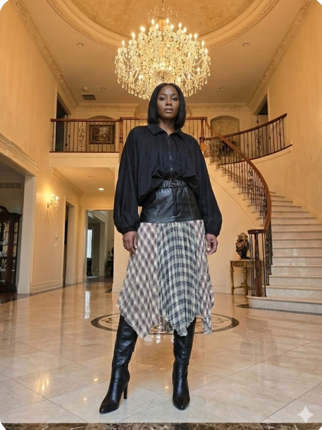 Plaid Accordian Pleated Skirt