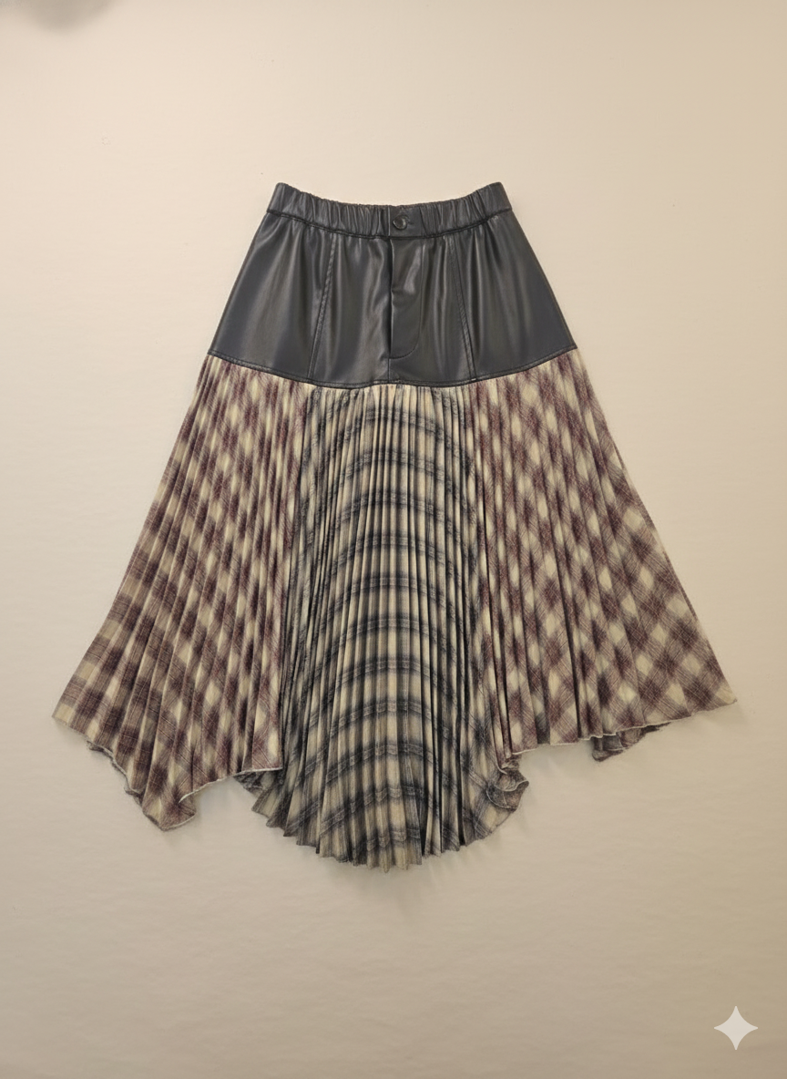 Plaid Accordian Pleated Skirt
